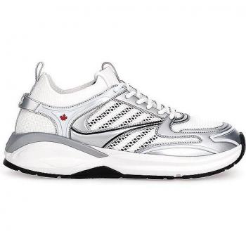 Mens DSQUARED2 White Size 45 Mesh Lace-Up Sneakers