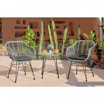 Belize Wicker Outdoor Bistro Set with 2 Chairs and Round Table