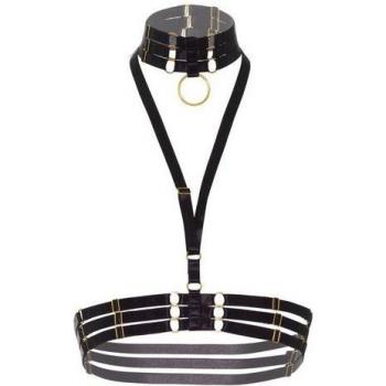 Harnais poitrine avec collier noir O‑Ring – Kinky Diva