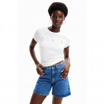 Camiseta Desigual logo brillo blanco