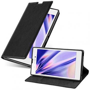 Funda de Cuero para Sony Xperia T3 Negro Antracita con Soporte