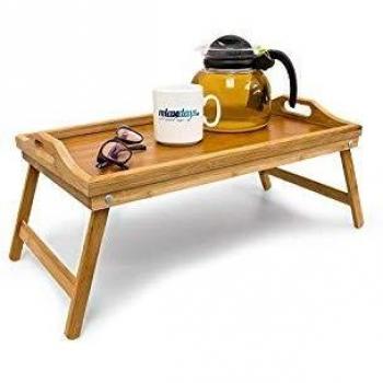 Bamboo Breakfast-in-Bed Serving Plate – 21.5x47x27cm, Adjustable Legs & Grips