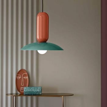 Ferroluce Lampada a sospensione Pau, turchese/arancione e Blu, Terracotta