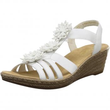Rieker 62461 Damen Sandalen, Weiß (weiss/bianco/80)