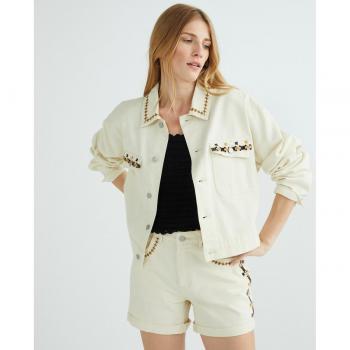 Para mujer, chaqueta vaquera Vila bordada