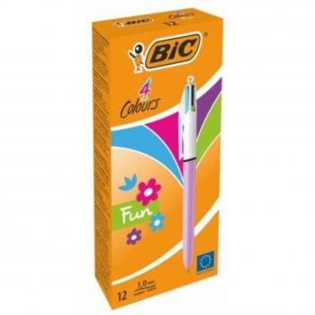 Bic 4 Colours Fun Kugelschreiber, Violett/Weiß (12er Pack)