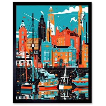 Cityscape at Liverpool’s Albert Dock – 12 by 16 Inches Framed Canvas