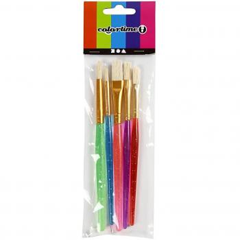 5 Pack of Kids Paint Brushes, Assorted Colors, Sizes 8, 12, 18