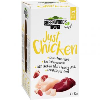 Greenwoods Joy 12 x 85 g tarrinas para gatos con gran descuento