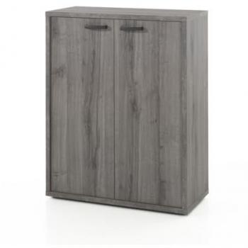 Chêne Sherman Bureau – Meuble 2 Portes – Gris – 90x112x40 cm
