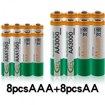 Batteries NI-MH rechargeables 1.2 V AA 3000mAh et AAA 1350mAh