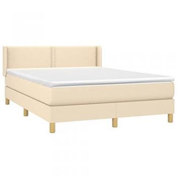 Cama box spring tela crema 140x190 cm