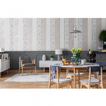 Suede Effect Milan Wallpaper – Grey/Rose Gold Stripes