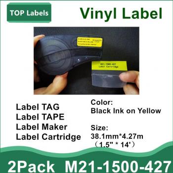 Cartouche d'étiquettes pour imprimante BMP21-PLUS, M21-1500-427, noir sur jaune, 5PK
