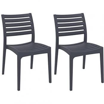 Set de 2 chaises d'extérieur empilables Ares, résine grise