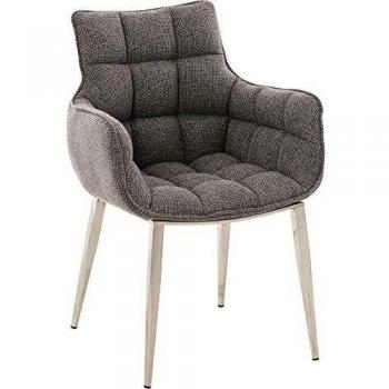 Assise matelassée Chaise de salon Tirana en tissu gris Titan