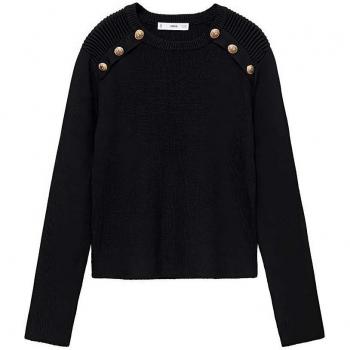 Mango Women's Black Button Shoulder Sweater Size 2XL