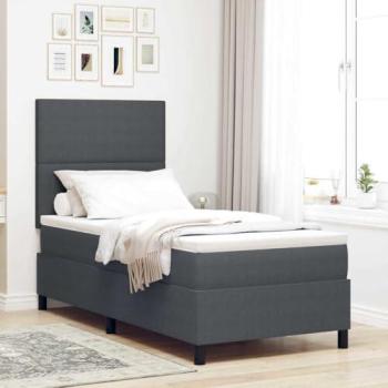 Boxspringbett Vidaxl 203 × 100 × 128 cm – Dunkelgrau & Weiß, Cordstoff