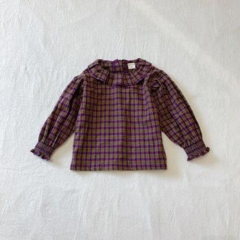 Blusa Infantil con Cuello de Volantes y Estilo Coreano