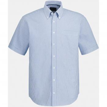 Camicia Uomo Seersucker a Righe Blu Mezze Maniche Taglia L Cotone JP1880