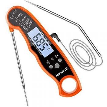 NIXIUKOL Digital Cooking Thermometer with 2 Foldable Long Probe