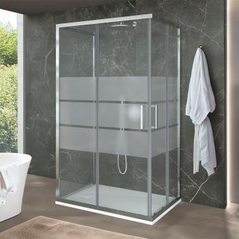 Box Doccia 80x100x80 cm Ted, Doppio Scorrevole Serigrafato H 200 cm