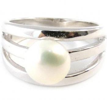 Perla Blanca Anello Argento 54
