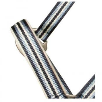 Grau-hellgraues gestreiftes Kunststoffhalfter – mit Unterlegung