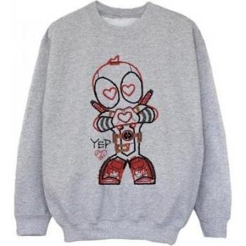 Marvel Girl’s Deadpool Love Beam Line Sweatshirt – 7‑8 Years, White