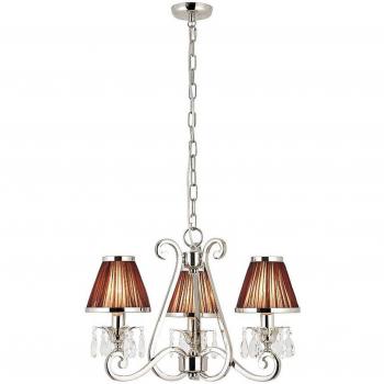 Polished Nickel Plate / 54cm Oksana 3 Light Multi Arm Ceiling Pendant Chandelier with E14 bulbs
