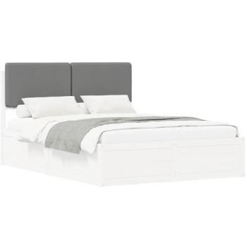 VidaXL 200x200 cm Light Grey Upholstered Headboard Bed Frame