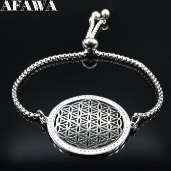 Crystal Flower of Life Stainless Steel Bangle for Women