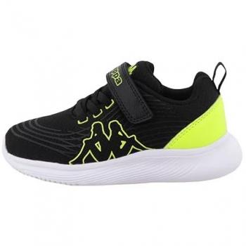 Kappa 94K0183001 Schwarze Sneaker mit Lime‑Akzent