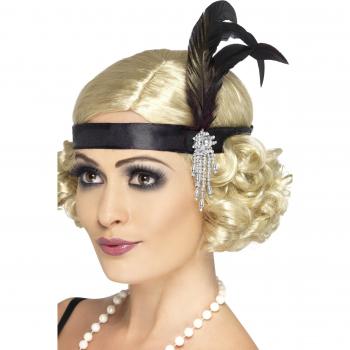 Gatsby Style Black Satin Headband