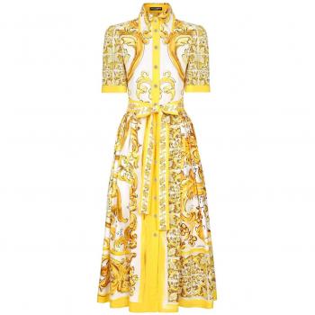 2XS Yellow Majolica D&G Shirt Dress