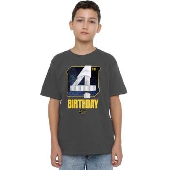 Kids Stormtrooper Birthday Tee – 4th & Space Theme, Charcoal