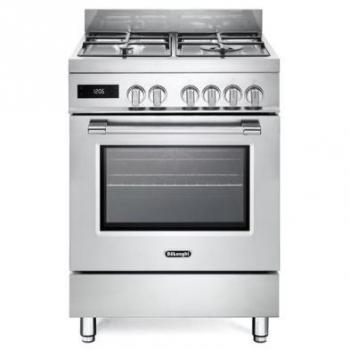Cucina Gas De'Longhi Pro 66 Inox 4 Fornelli + 1 Elettrico Classe A, Capacità 74L