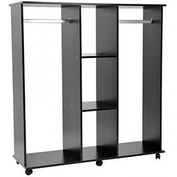 Armoire de Rangement Mobile 6 Roulettes Noir