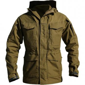 All‑Weather Tactical Hooded Brown Parka with Full Pockets