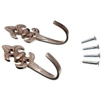 Curtain Tie Back Hook 80mm Fleur de Lys Matt Chrome