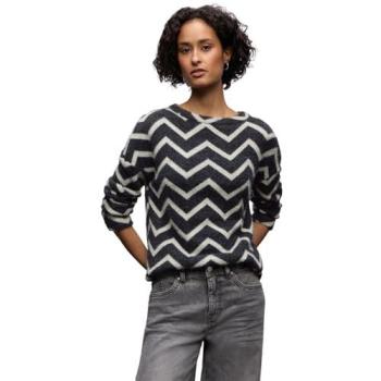 STREET ONE Langarmshirt Damen – Schwarz – Größe 36 – Komfort-Fit – U‑Boot-Ausschnitt – Polyester/