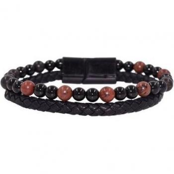 Firetti Herrenarmband aus Leder und Edelsteinen
