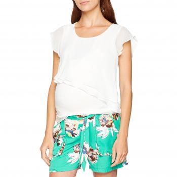 MAMALICIOUS Mlkatrine June Cap Jersey Top Nf, Camiseta Premamá para Mujer, Blanco, Talla Large