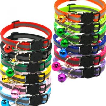12 Pcs Colorful Reflective Pet Collar with Breakaway Buckles and Bell for Small Dogs and Cats