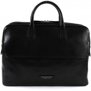 The Bridge Williamsburg 42 cm Black Leather Briefcase with Laptop Compartment