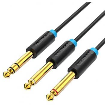 Cable Vention 2m Negro Jack 6.35 Macho a 2x Jack 6.35 Macho