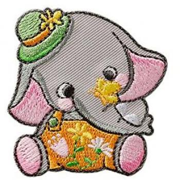 Grau: Mono Quick Elefant & Butterfly Applikation – 5 × 4,7 cm