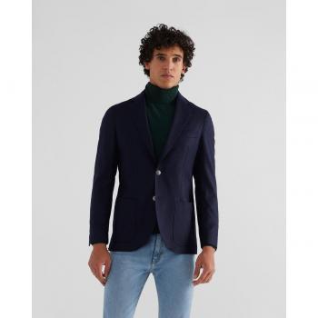 Americana slim de lana azul marino para hombre
