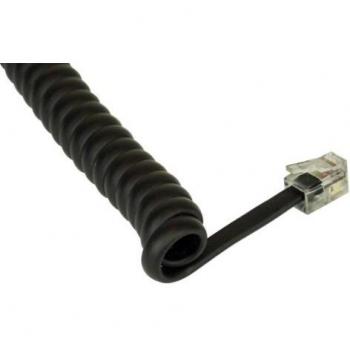 InLine Spiralkabel, RJ10 St/St, max. 4m, schwarz