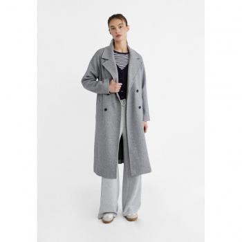 XS Grey Melange Soft‑Touch Trench Coat from Stradivarius